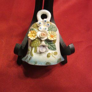 VTG 60'S BELL W/3D FLORAL DESIGN, PORCELAIN, VERY DETAILED